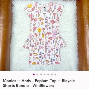 Monica + Andy - Peplum Top + Bicycle Shorts Bundle - Wildflowers